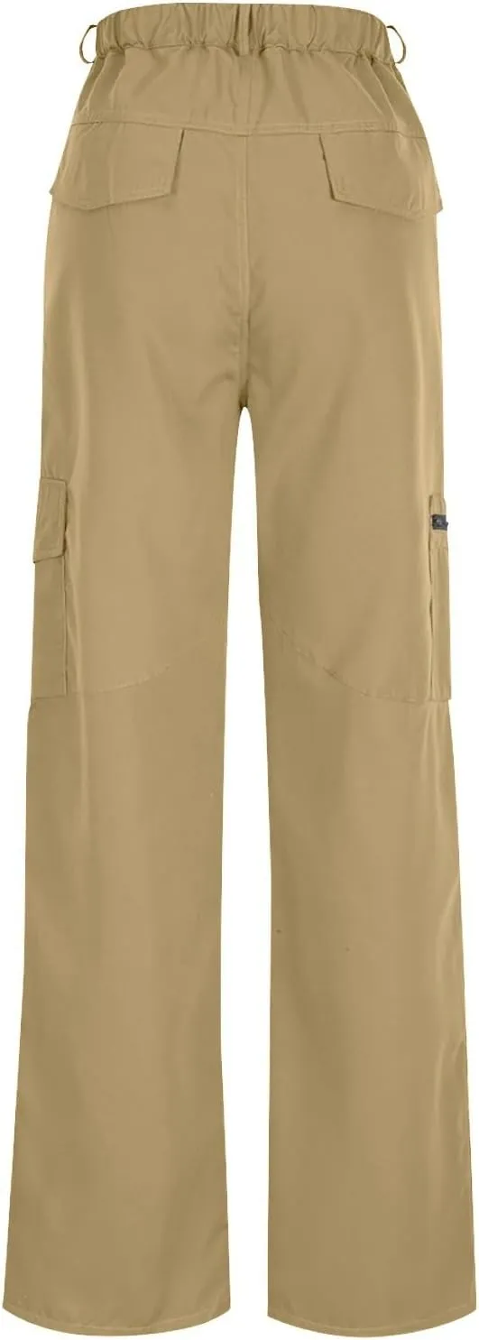 Womens Cargo Pants Casual Loose Fit Straight Leg High Waisted Travel Hiking Pants Summer Work Trousers with Pockets