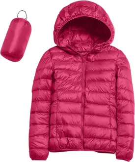 Womens Puffer Jacket 2023 Winter Warm Packable Lightweight Down Jacket Slim Fit Hooded Jacket Short Duck Down Coat for Travel