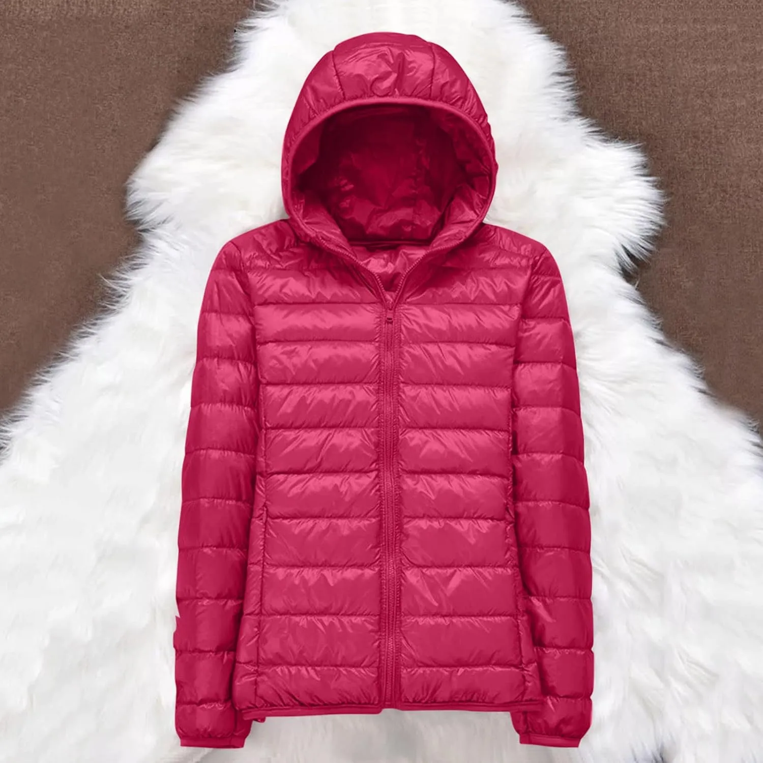 Womens Puffer Jacket 2023 Winter Warm Packable Lightweight Down Jacket Slim Fit Hooded Jacket Short Duck Down Coat for Travel