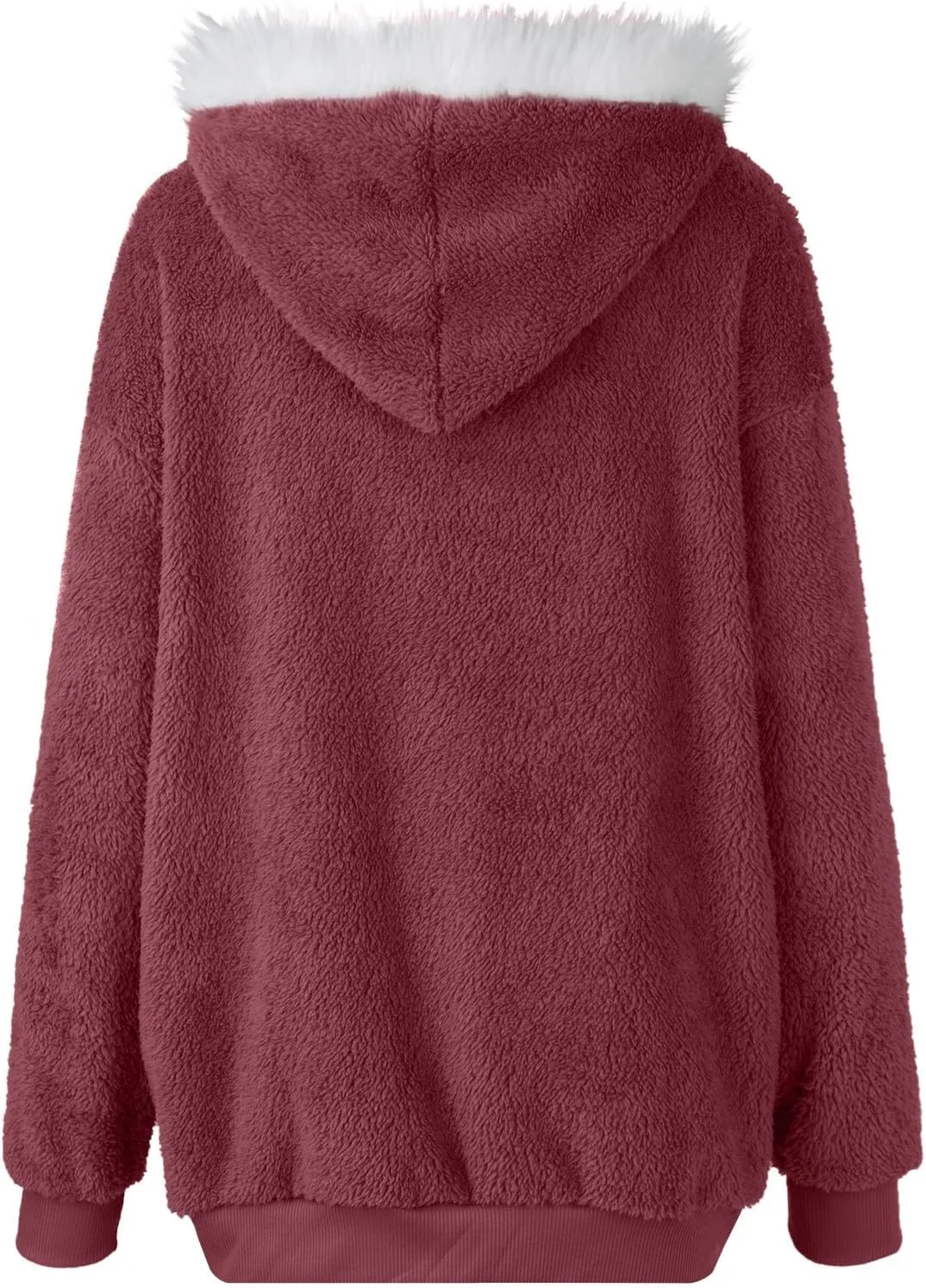 Womens Sherpa Jacket Fuzzy Plus Size Zip Up Hoodie Soft Comfy Fleece Lined Winter Coat with Pockets Warm Outerwear