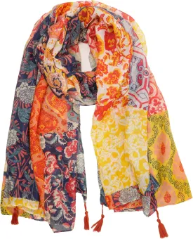 YOUR SMILE Large Boho Scarf for Women Lightweight Floral Printed Scarves Fall Winter Fashion Fringed Shawl wraps