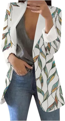 ZEFOTIM Blazers for Women Print Light Weight Trendy Trench Coats Ladies Work Professional Fashion Casual Jackets